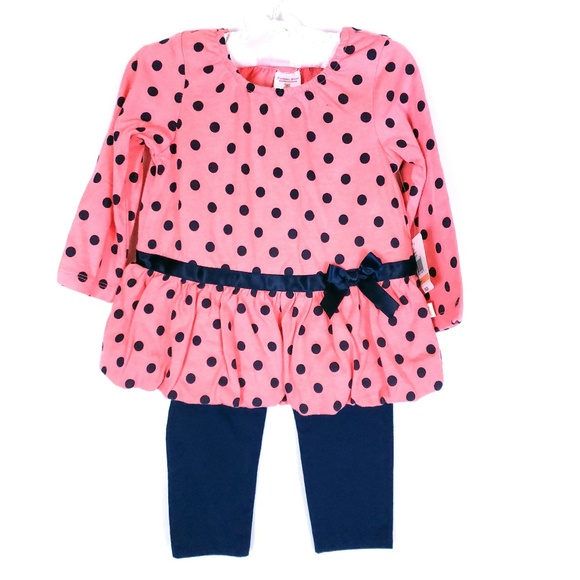 Cuddle Bear Collection Girl 2pc Set Top Bottom Polka Dot Size 12M - NWT - Picture 1 of 4